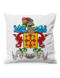 Gepersonaliseerd kussen met heraldisch schild 1 achternaam (GEKLEURD)