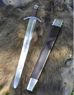 Enhånds middelalderlig sværd, bred klinge