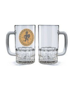 Griechischer Hopliten-Krieger-Bierkrug aus Glas