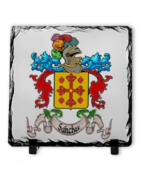 Heraldisches Wappen 1 Nachname auf Schieferstein (20x20 cm.)