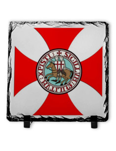 Shield Knights Templar på skifersten (20x20 cm.)