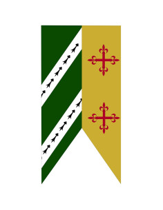 Zweifarbiges Banner Grün-Senf Mittelalterliche Kreuze