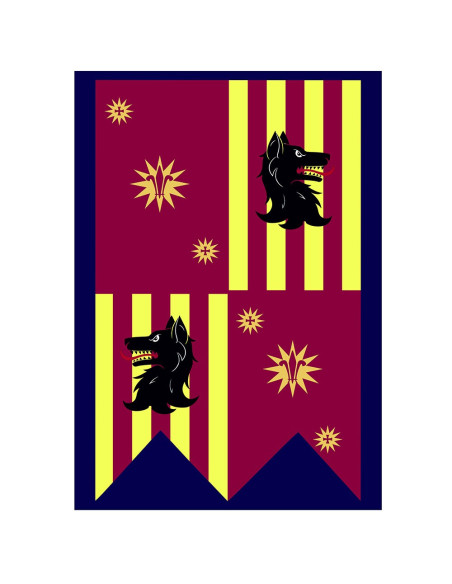 Kvartalsbannerhund med liljeblomst