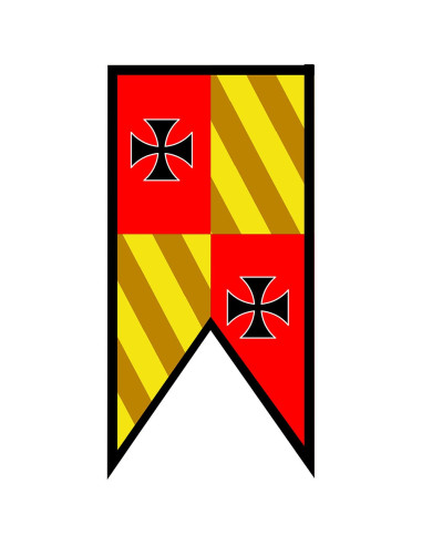 Middelalderlig Banner Quartered Peaks Templar Kors