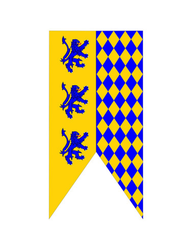 Tweekleurige middeleeuwse banner met ongebreidelde leeuwen