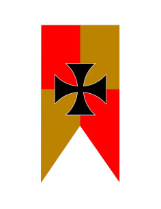 Estandarte Medieval Cuartelado Amarillo-Rojo Cruz Templaria