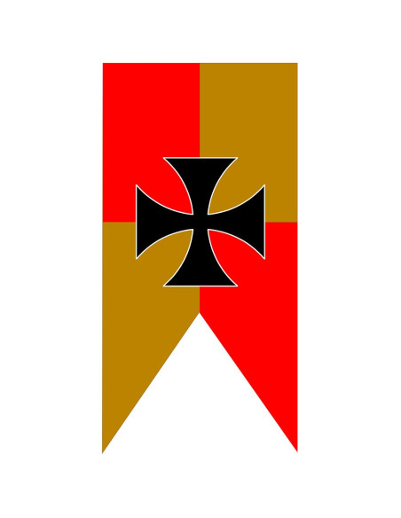 Estandarte Medieval Cuartelado Amarillo-Rojo Cruz Templaria
