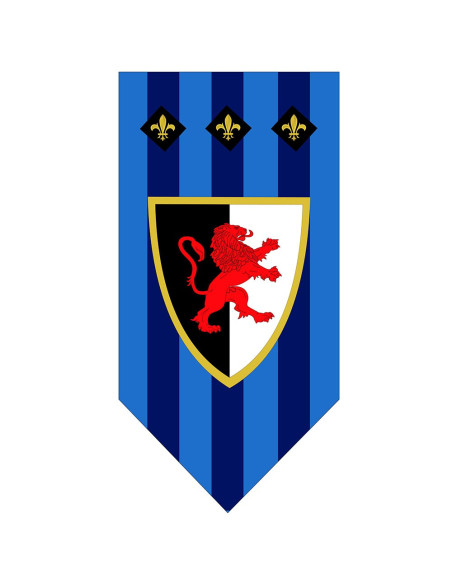 Middelalderlig Banner Fleur de Lis og Rampant Lion