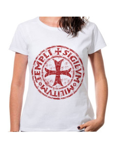 Weißes Damen-T-Shirt Cross Templer, kurze Ärmel