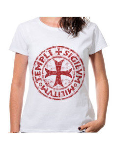 Wit Dames T-shirt Cross Templars, korte mouw