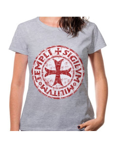 Grijs Templar Cross-T-shirt voor dames, korte mouw
