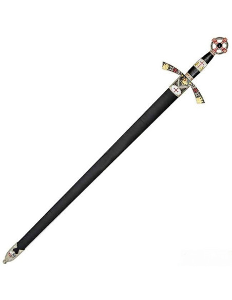 Tempelierszwaard versierd met zilver, met schede