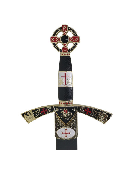 Goldverziertes Templerschwert mit Scheide Goldverziertes Templerschwert mit Scheide