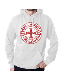 Weißes Sweatshirt der Tempelritter mit Kapuze