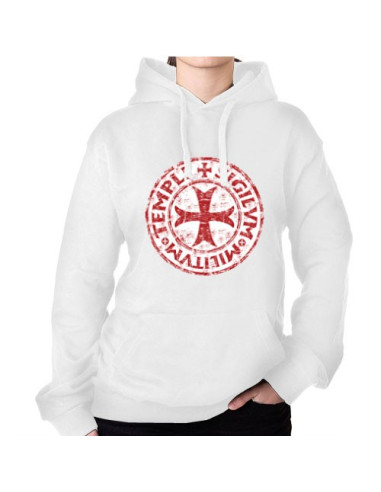 Weißes Sweatshirt der Tempelritter mit Kapuze