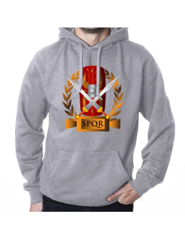 Graues Sweatshirt der römischen Legionen, SPQR, mit Kapuze