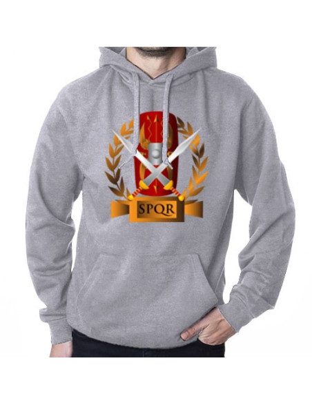 Graues Sweatshirt der römischen Legionen, SPQR, mit Kapuze