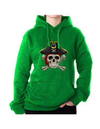 Grünes Piraten-Sweatshirt mit Kapuze