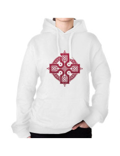 Weißes keltisches Trisqueta-Sweatshirt mit Kapuze