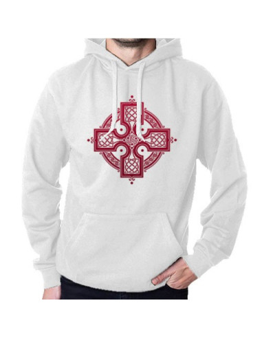 Weißes keltisches Trisqueta-Sweatshirt mit Kapuze