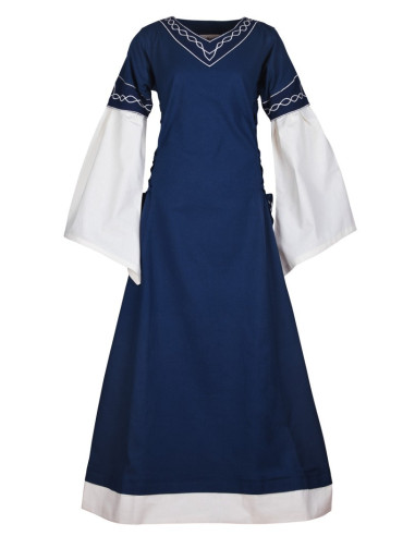Mittelalterkleid Alvina, blau-weiß
