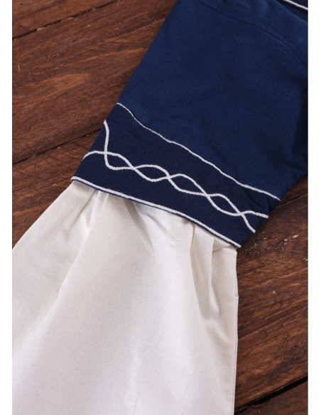 Vestido medieval Alvina, azul-blanco