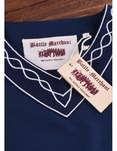 Vestido medieval Alvina, azul-blanco
