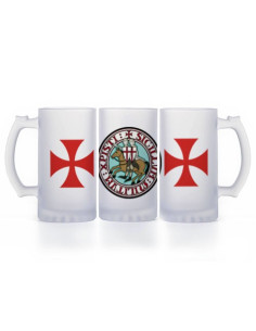 Jarra de Cerveza Caballeros Templarios, cristal translucido