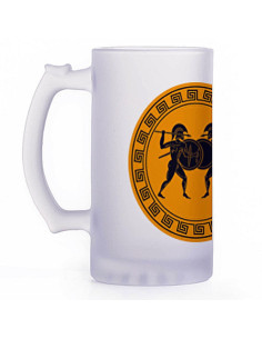 Bierkrug griechische Kämpfer, durchscheinendes Glas