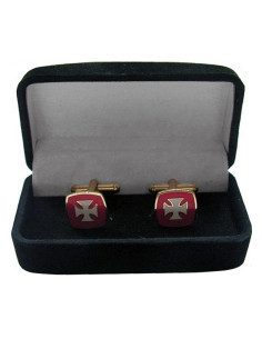 Emaillierte Manschettenknöpfe mit Templerkreuz