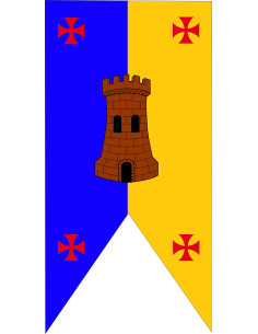Middeleeuwse tweekleurige kasteelbanner met kruisen