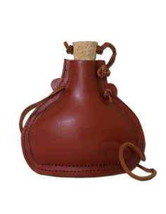 Stahlflasche, mit Leder ausgekleidet
