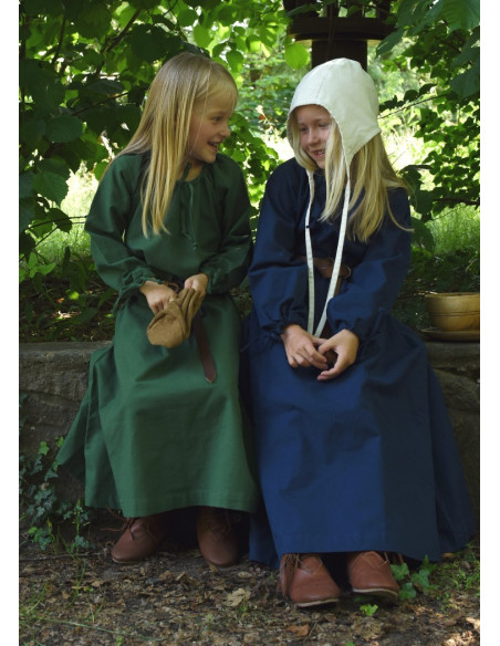 Een blauwe vikingjurk, meisje