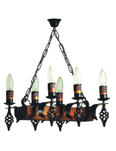Mittelalterliche schmiedeeiserne Kofferraumlampe mit Armen
