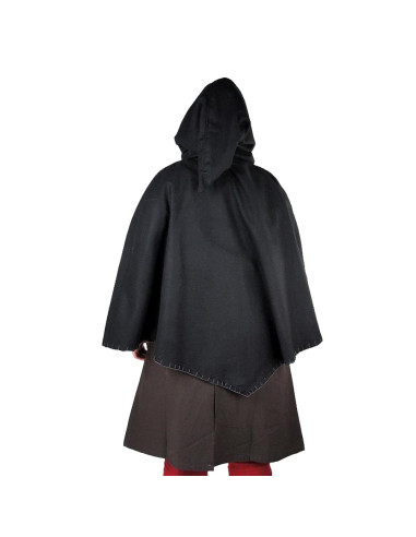 Wikinger Gugel Egill, schwarze Wolle