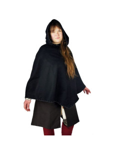 Wikinger Gugel Egill, schwarze Wolle