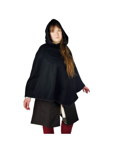 Wikinger Gugel Egill, schwarze Wolle