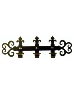 Percha medieval en forja con 3 ganchos (60x18 cms.)
