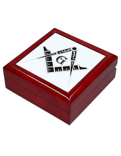 Frimurer symboler smykkeskrin (13,8x13,8 cm)