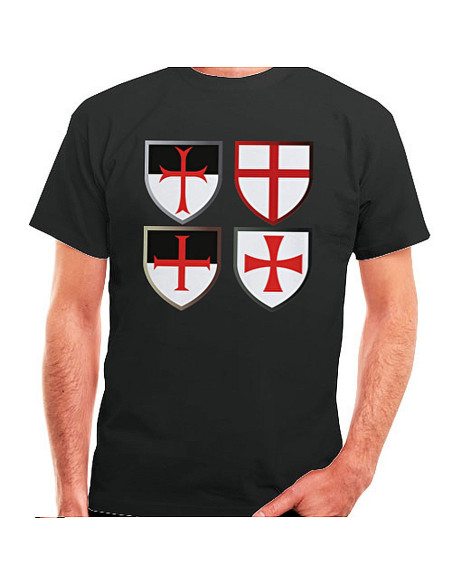 Sort Templar Crosses T-shirt, kortærmet