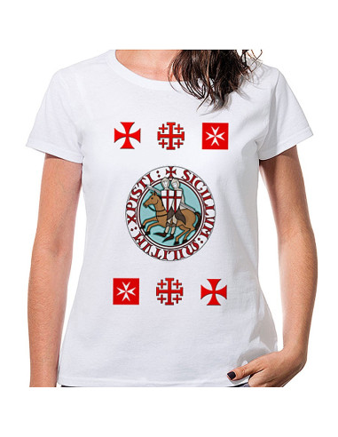 Weisses Templer T Shirt Mit Kreuzen Kurzarm Kleidung Tienda Medieval Grosse L