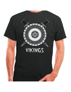 Camiseta Negra Vikingos, manga corta