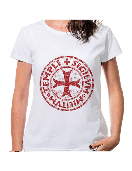 Hvid kvinde T-shirt Cross og Templar... Hvid kvinde T-shirt Cross og Templar...