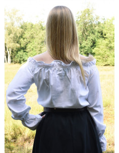 Hvid langærmet middelalderbluse, Carmen 2