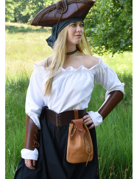 Witte middeleeuwse blouse met lange...