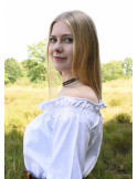 Witte middeleeuwse blouse met lange mouwen, Carmen