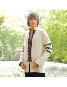 Quiltet nordisk skjorte, creme farve