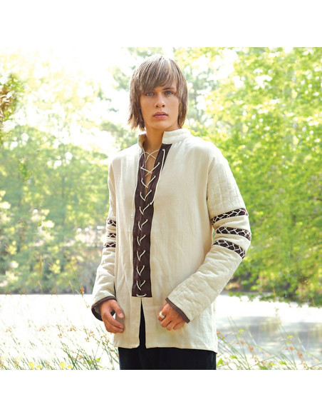 Gewatteerd nordic shirt, creme kleur