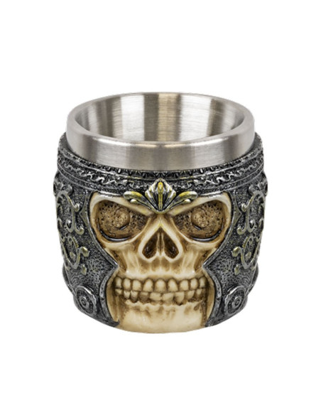 Mit Totenkopf verziertes Glas