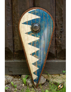 Hvid-blå Norman Shield i latex, 115x58 cm.